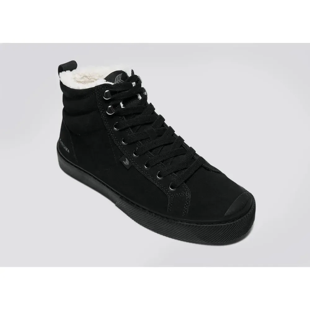 Cariuma OCA Therma Boots Mens US 8.5 Black Suede Shearling Lined High Top GAL744